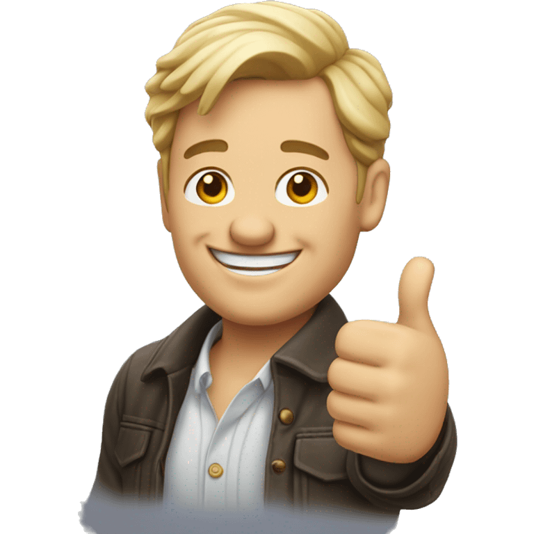 Smiling French man showing thumbs up  emoji