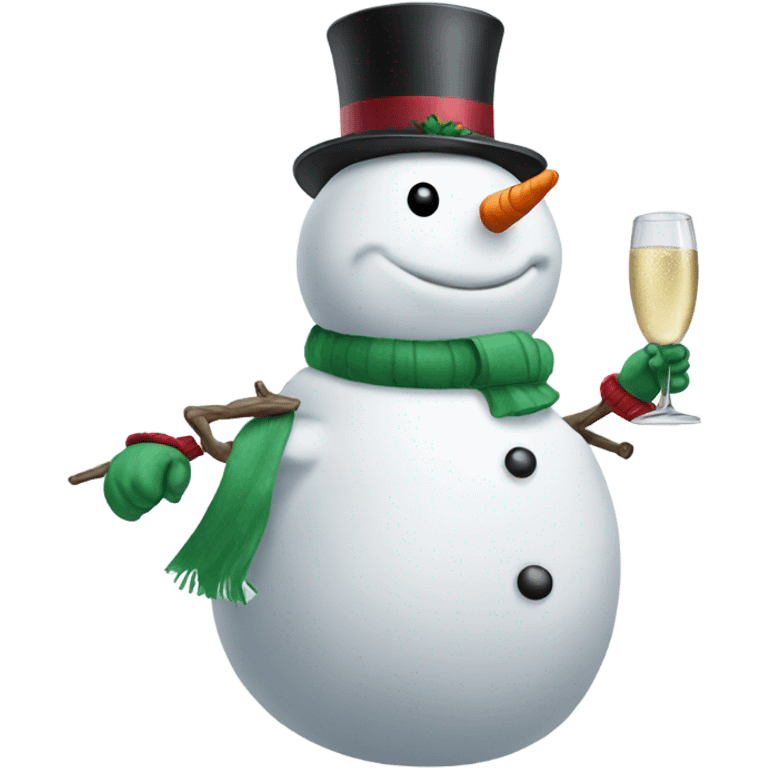 Snowman with arms drinking champagne  emoji