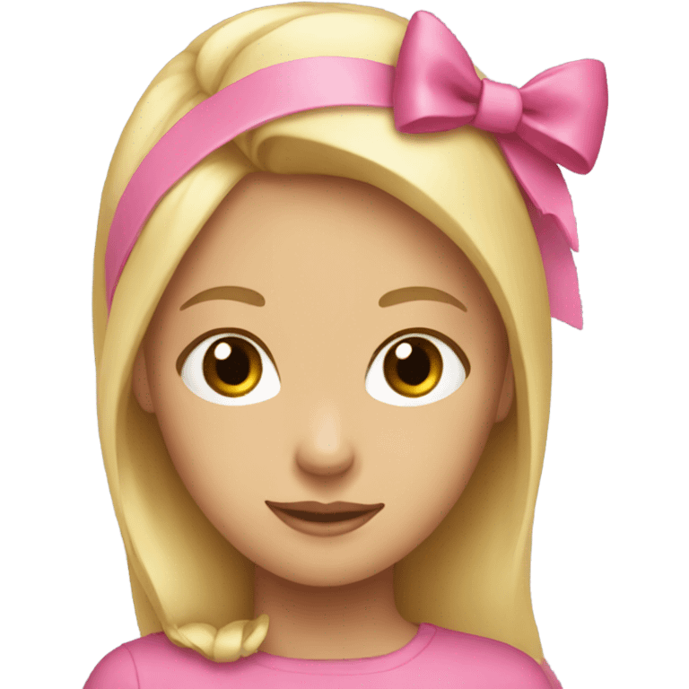 Blonde girl wearing a pink bow on her head  emoji