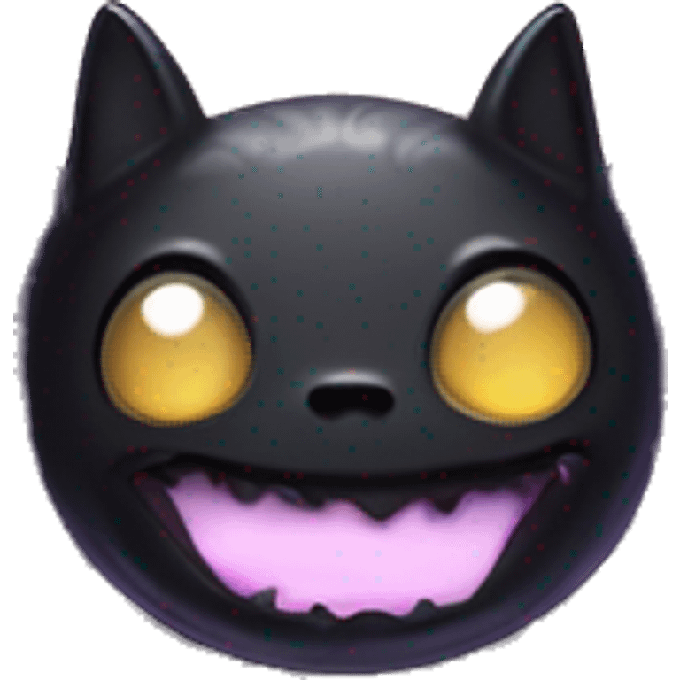 purple black vampire bat wings flying in front of large dripping crescent moon emoji