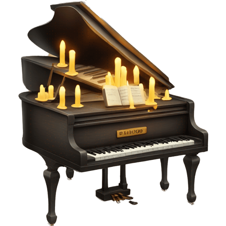 vintage piano with melted candles on top emoji