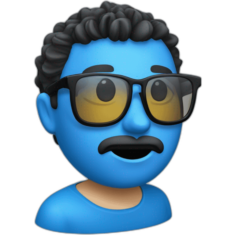 CARA DE CHICO CON GAFAS DE PASTA AZULES SIN VIGOTE Y PELO CORTO NEGRO CON FLEQUILLO DE PUNTA emoji