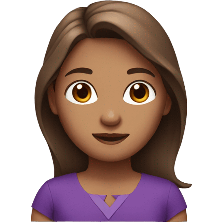 Girl with brown hair and purple dress emoji