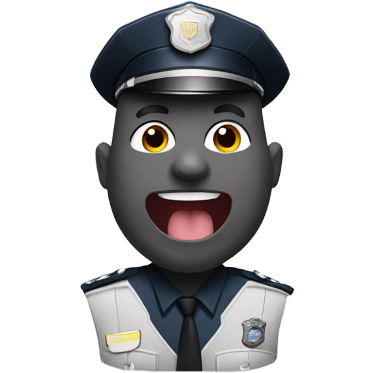 bald police officer sticking tongue out portrait emoji