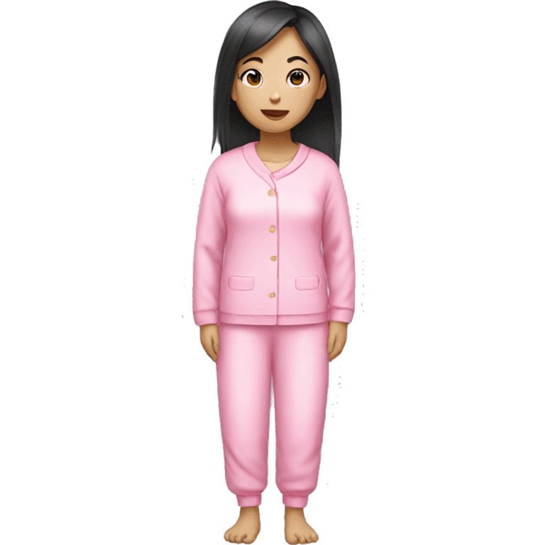 Asian girl wearing pink pajamas  emoji