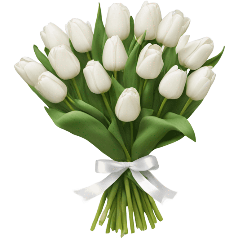 White tulips with some white roses emoji