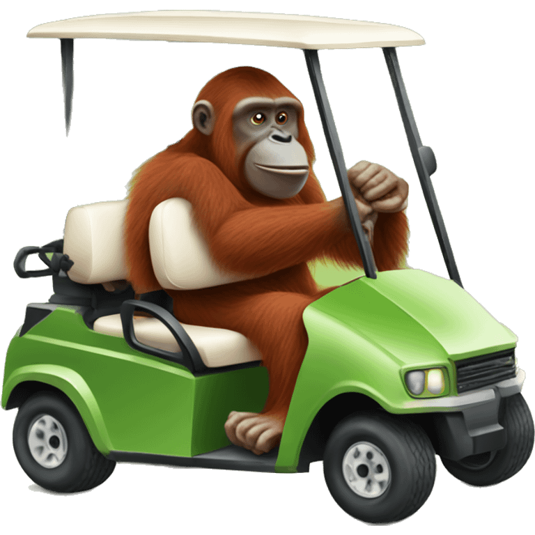 Orangutan driving golf cart emoji