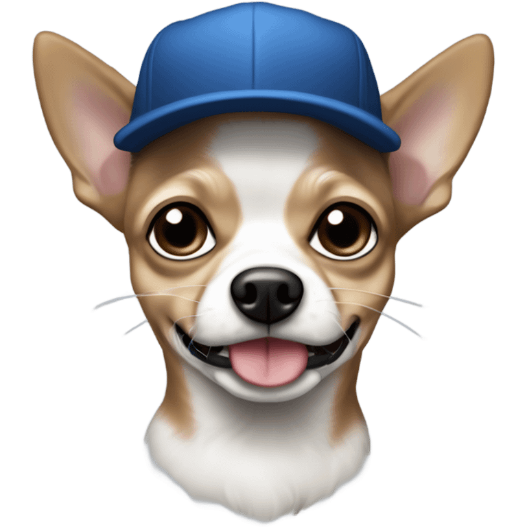 Old man with ‘blue eyes’ goatee ball cap holding black long haired chihuahua emoji