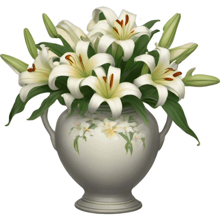 Vintage vase filled with lilies emoji