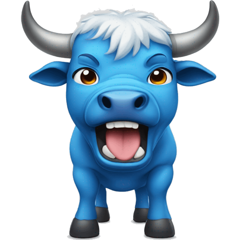 a cute blue bull that is trying to look tough emoji