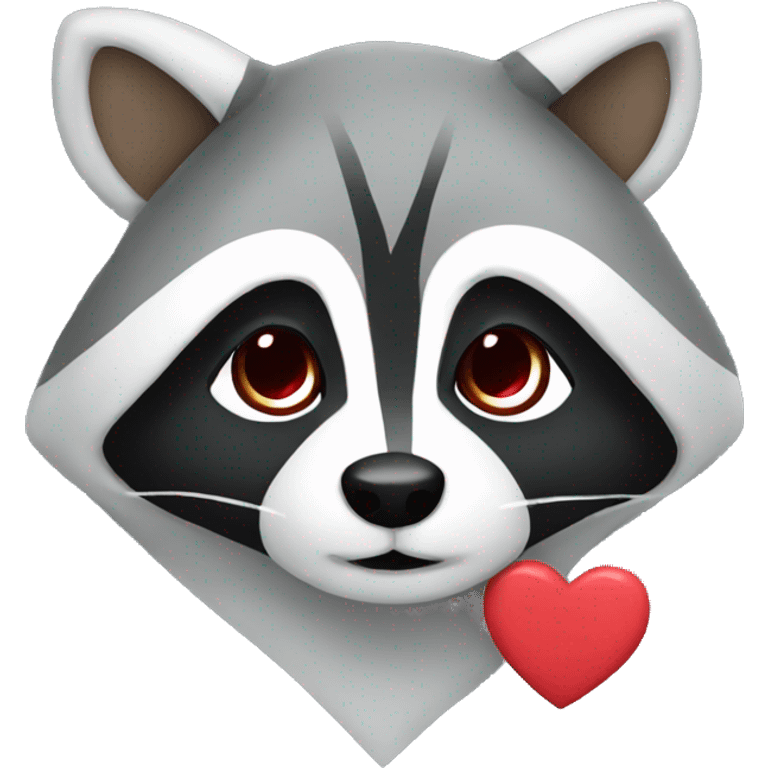 raccoon with a hoodie and heart emoji