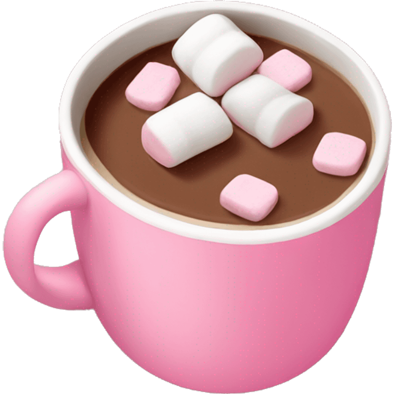 Pink mug with hot cocoa and marshmallows  emoji