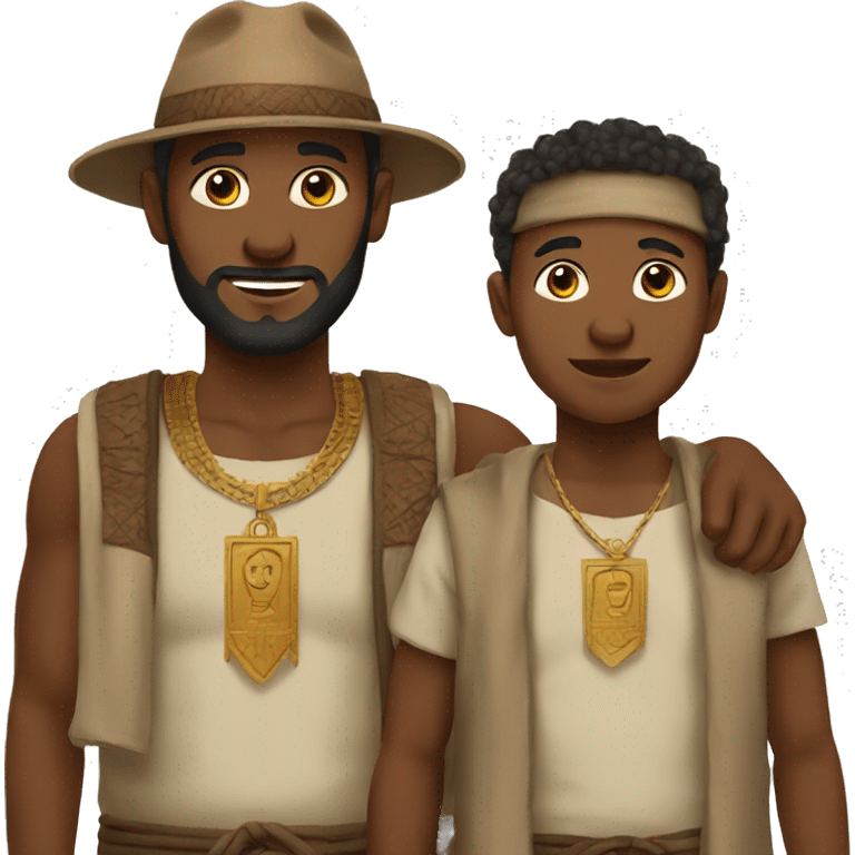 father and son in Israelite clothing. emoji