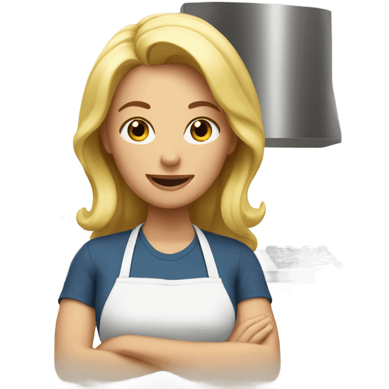 Mom with blonde hair cooking emoji