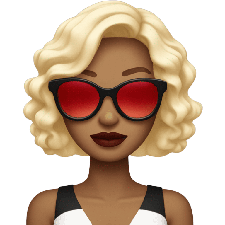 Woman with red skin from the sun blond hair and big black Chanel sunglasses  emoji