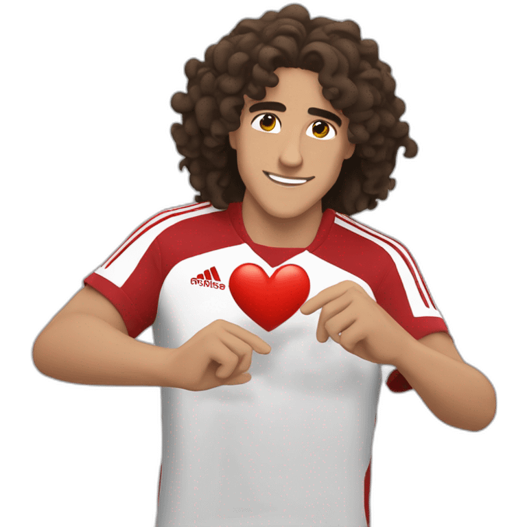 Matteo guendouzi making a heart with his hands emoji