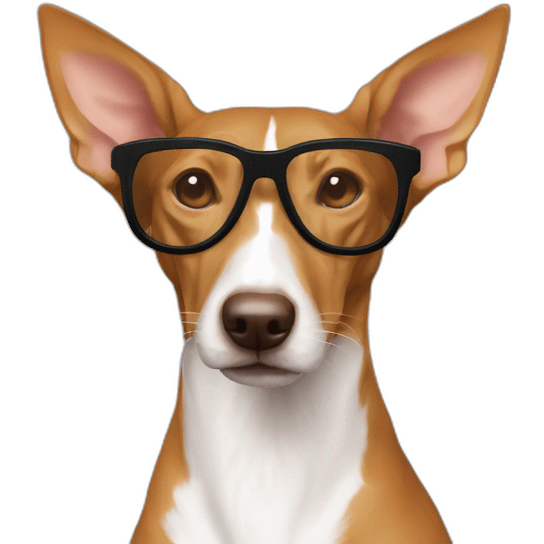 Podenco marrón con gafas de sol emoji