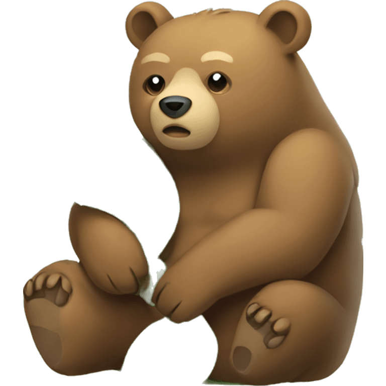 Bear sitting under huge leave  emoji