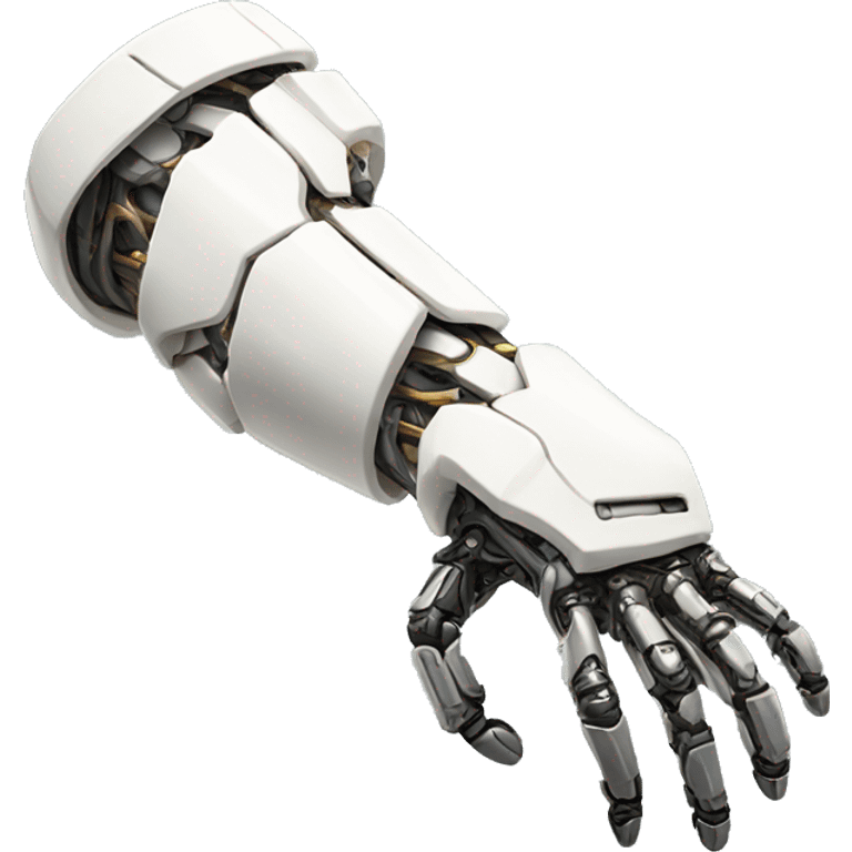 White mechanical cyborg arm and bicep emoji