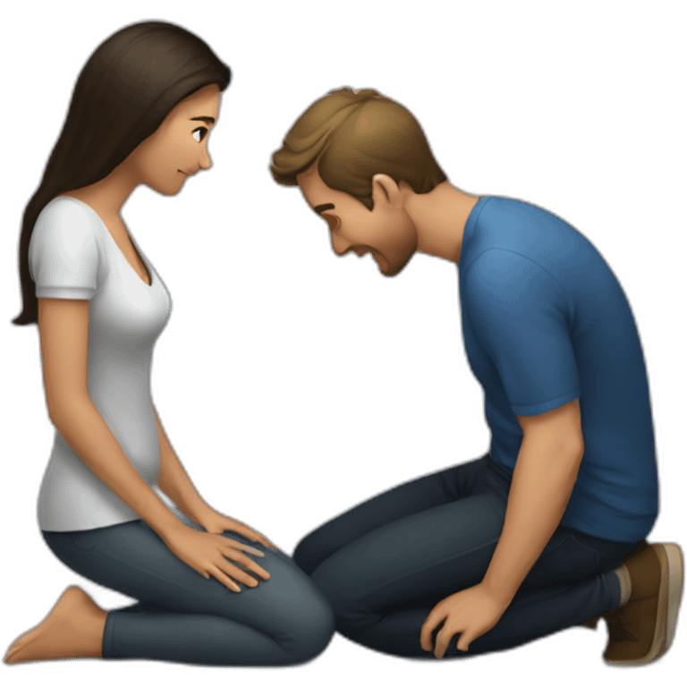 Woman on knees facing man emoji