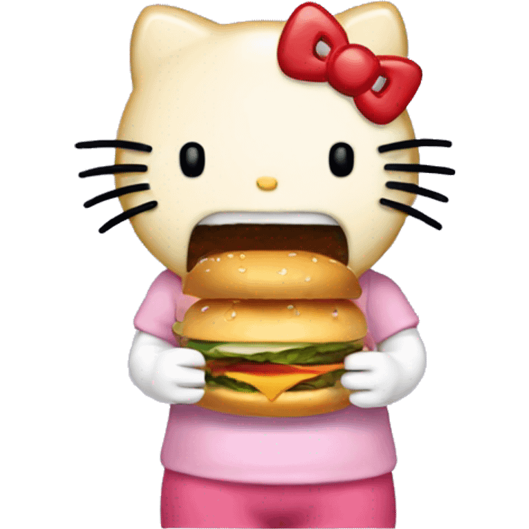 Hello kitty eating a burger  emoji