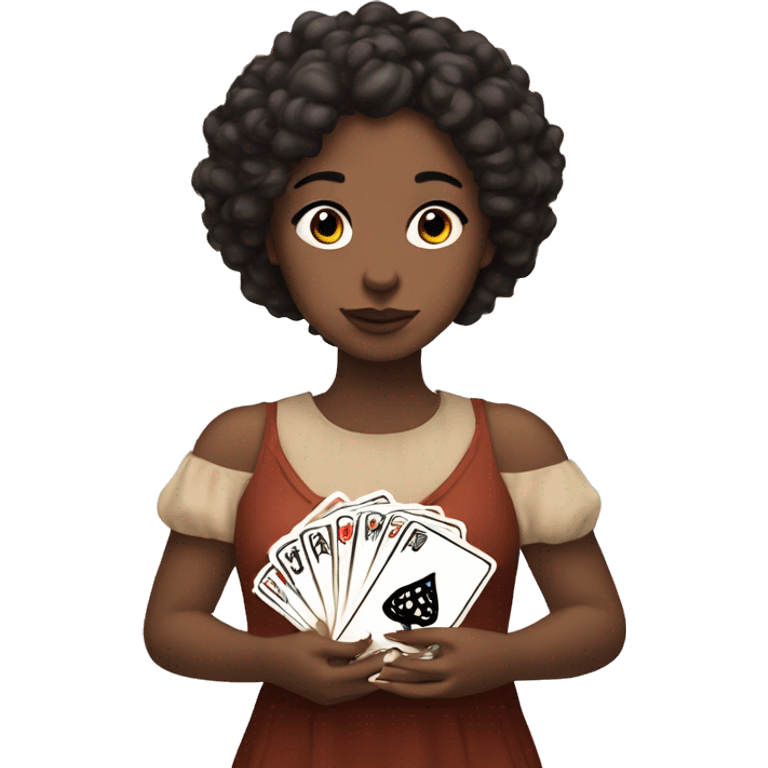 girl holding tarot cards emoji