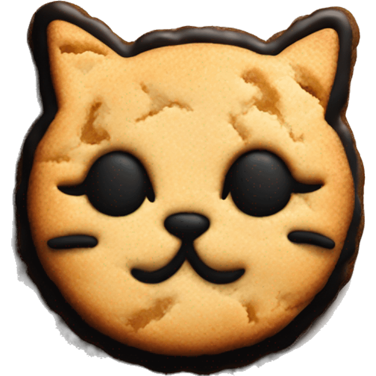 cookie shaped like a cat silhouette with black icing emoji