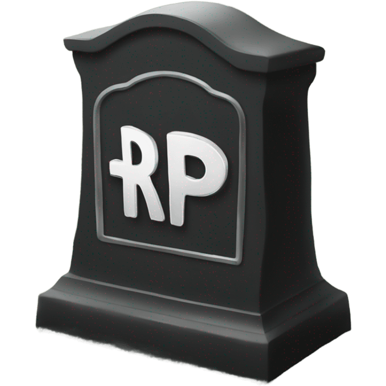 a black grave with the letters RIP on a silver  emoji