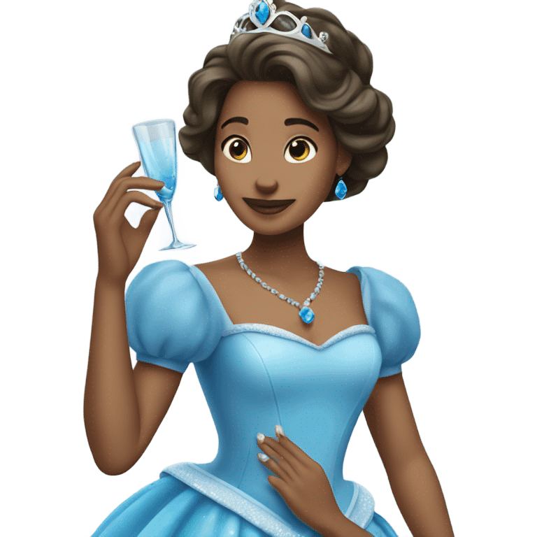 Princess with blue dress and glass slippers emoji