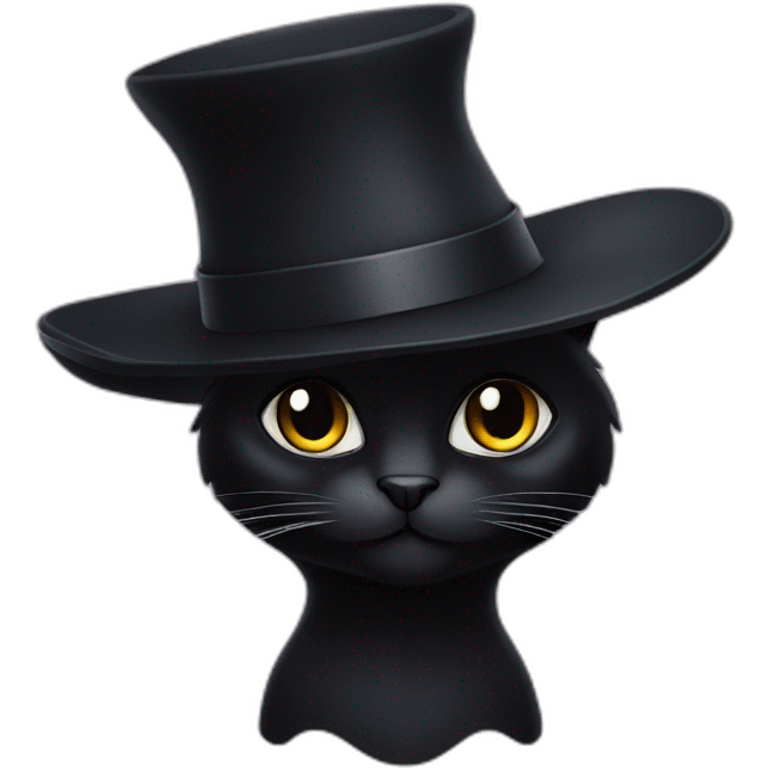 Black cat in a black hat emoji