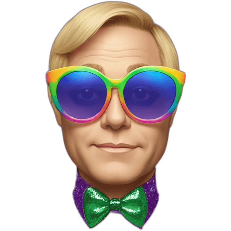 elton john in oversized cat-eye colorful sunglasses for mardi gras emoji