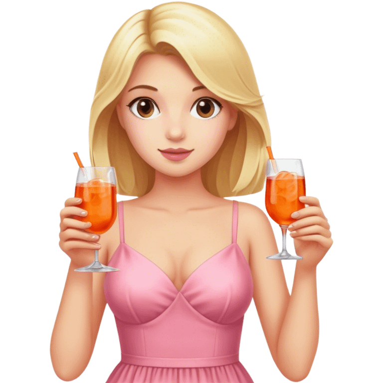 Blond Girl with a pink dress, Holding an Aperol Spritz  emoji