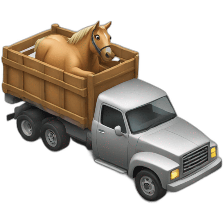 Drunk horse driving a truck emoji