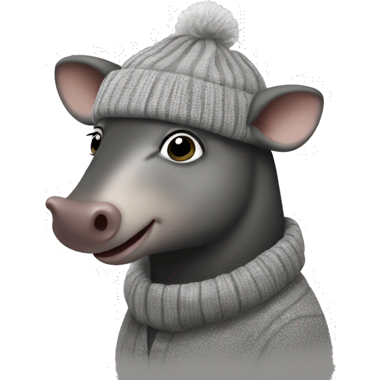 Tapir with grey beanie emoji