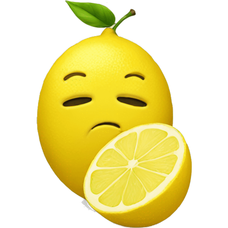 Sad emoji holding a lemon emoji