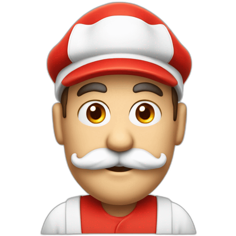 italian man, red plumber hat with white emblem with "M" logo, bulbous nose, bushy moustache emoji