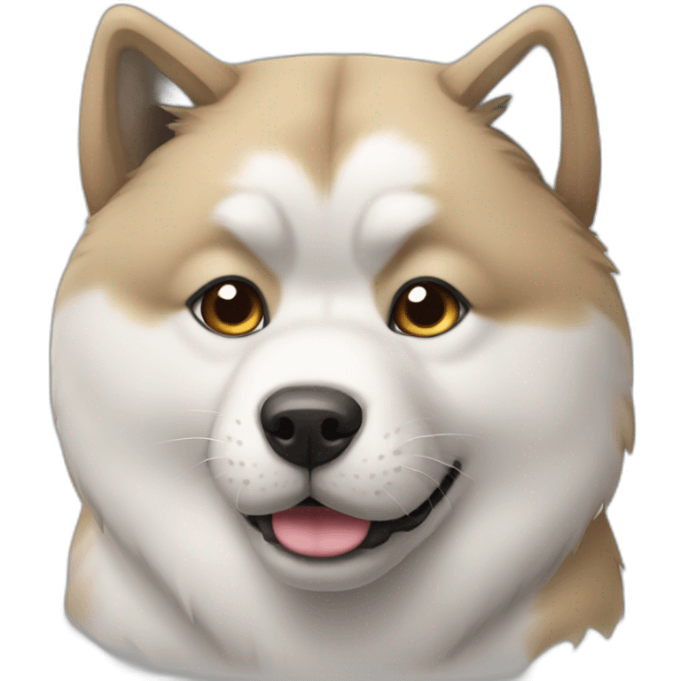 Akita inu with grey cat  emoji