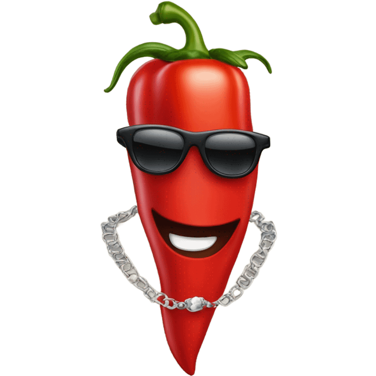 Red pepper with Mantel and sunglasses and necklace emoji