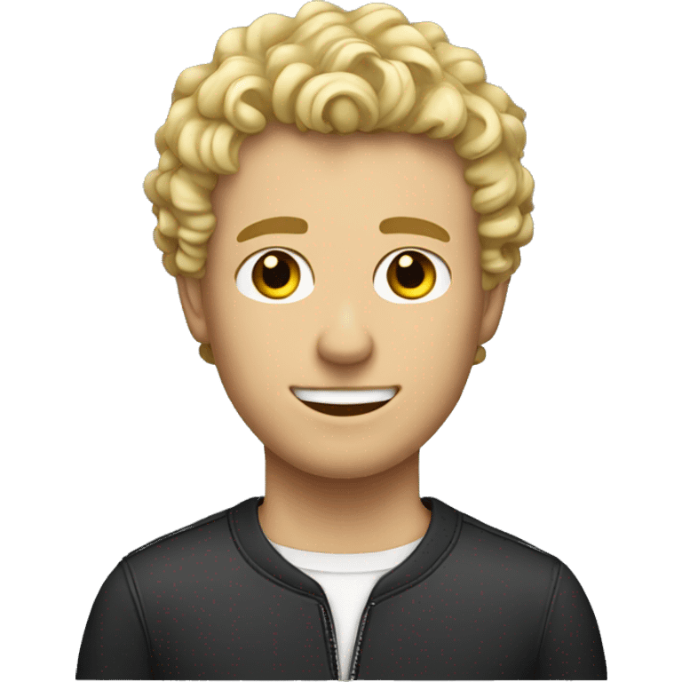 blond guy with taper cut, curly front emoji