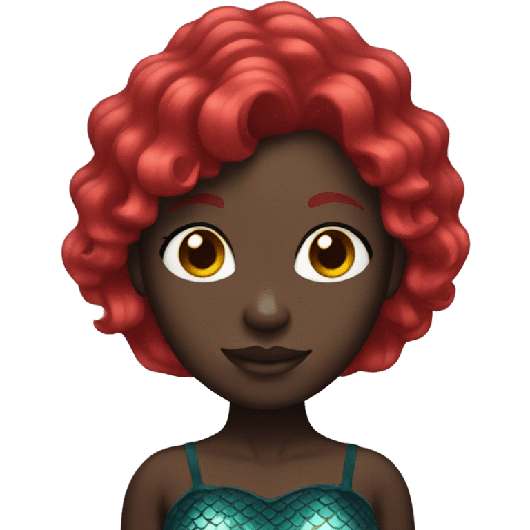 black skin mermaid with red hair emoji