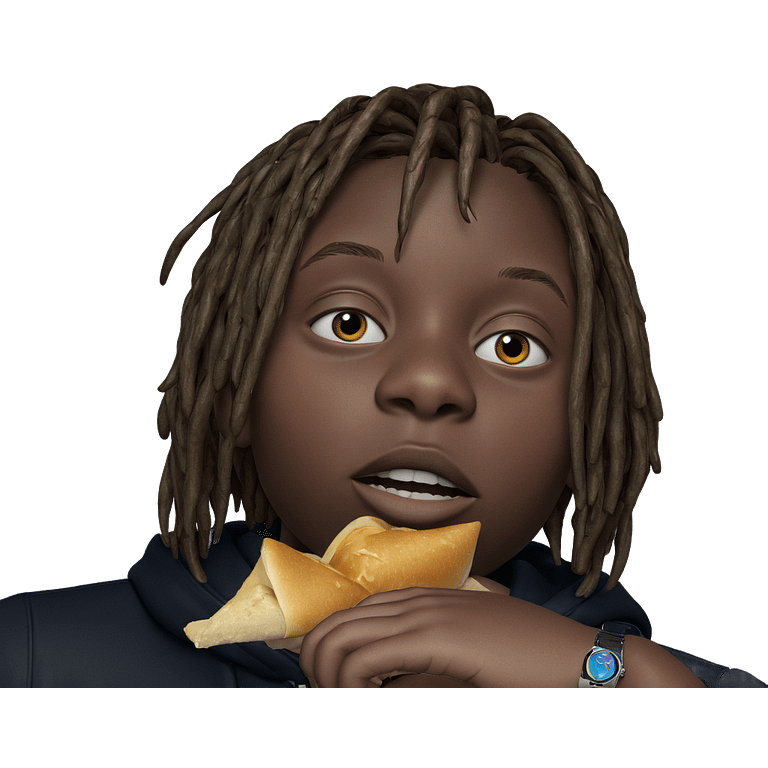 boy with food and watch emoji