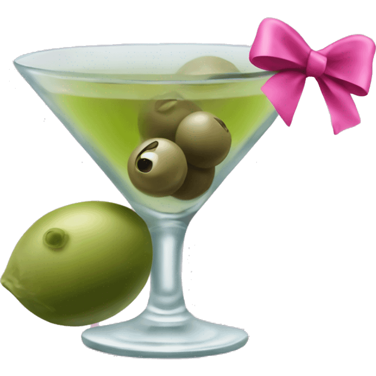 martini with extra olives and pink bow on the stem emoji