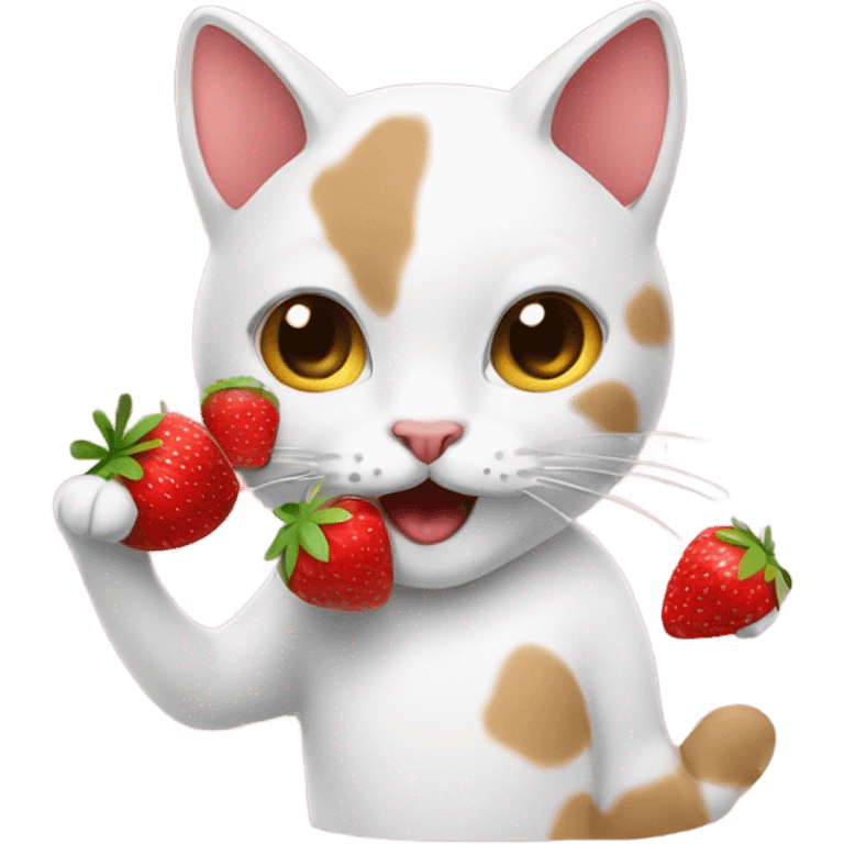 cat eating strawberries emoji