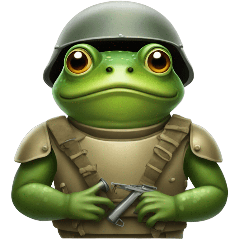 A frog with WW2 armor emoji