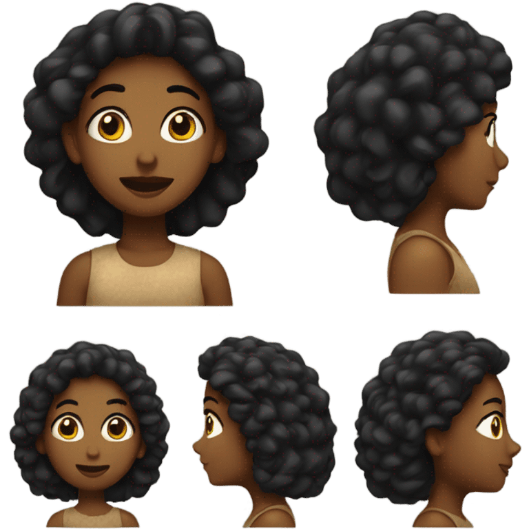 Mujer pelo negro, en un bosque  emoji