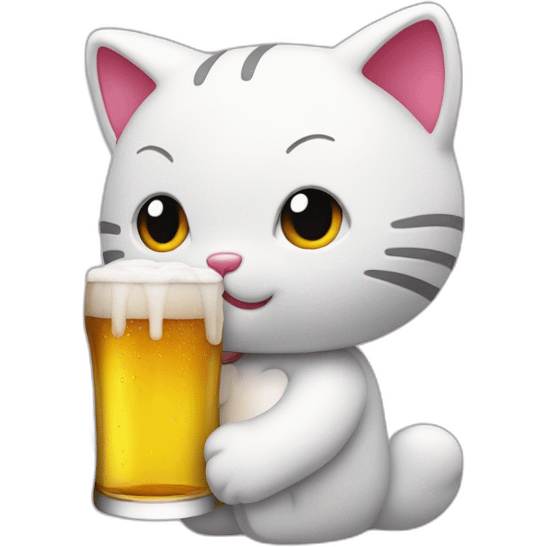 Hello kitty the cat drinking a beer emoji