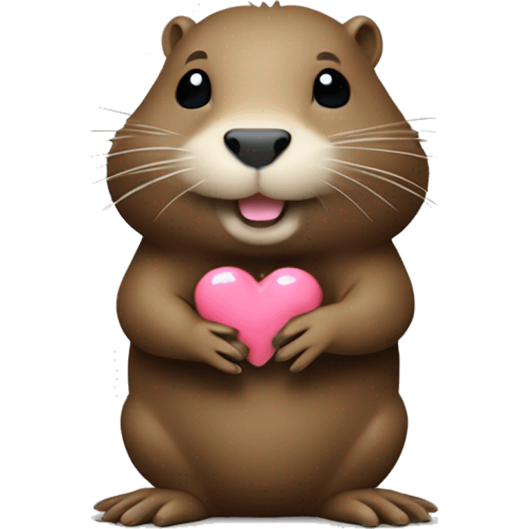 Cute Nutria animal haciendo un corazon patas emoji