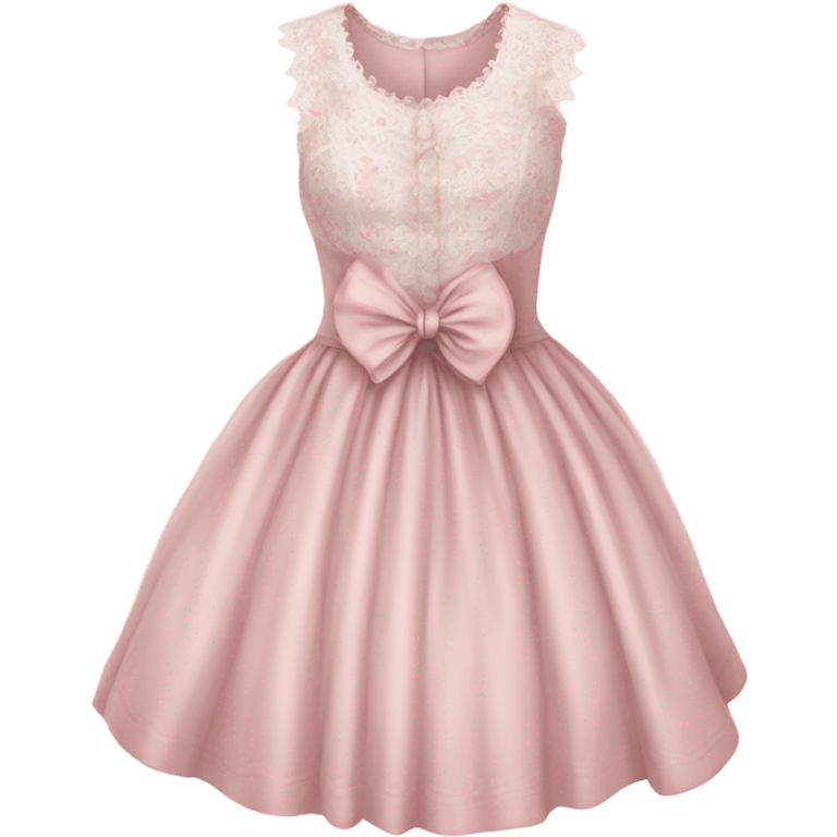 highly detailed pale pink Vintage bow dress with lace and florals  emoji