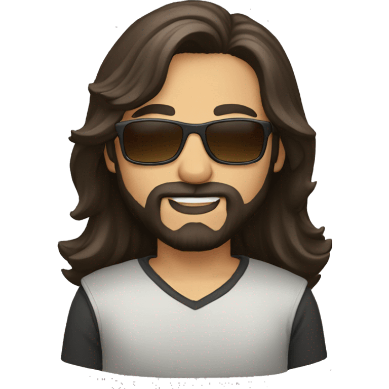 Darkbrown Long dutted hair, male, beard,sunglasses emoji