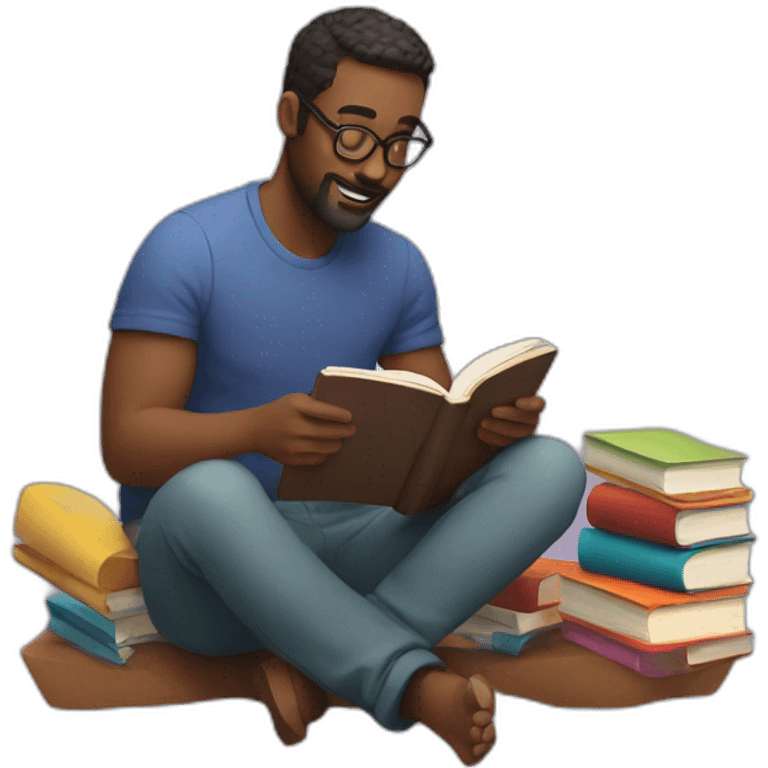 a man reads a book about color emoji